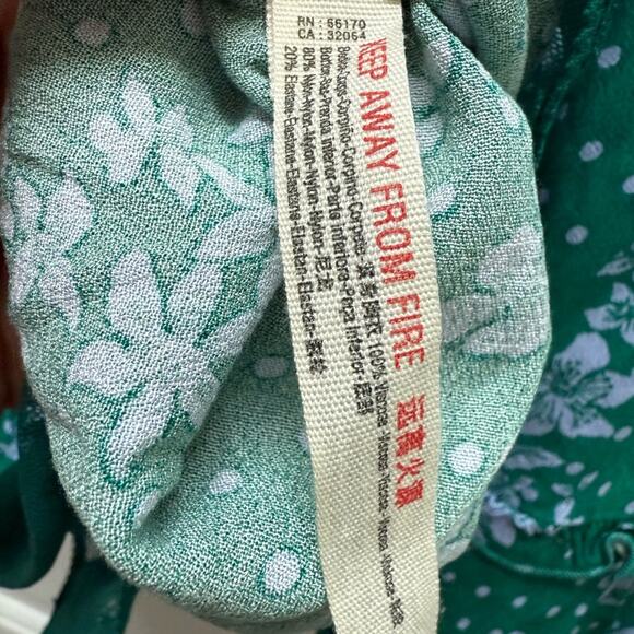 Free People Green One on One Date Long Sleeve Ruffle Scoop Neck Bodysuit Top S - Picture 10 of 12